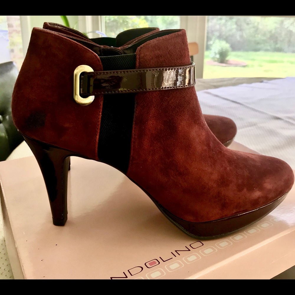 Bandolino Cambria Suede Ankle Bootie Heels